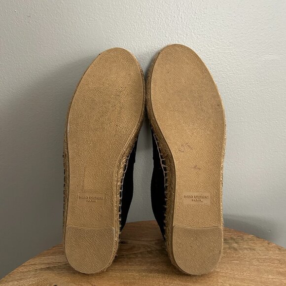 SAINT LAURENT Canvas Signature Espadrilles Jute Leather Flats EU 39.5 - Picture 7 of 7